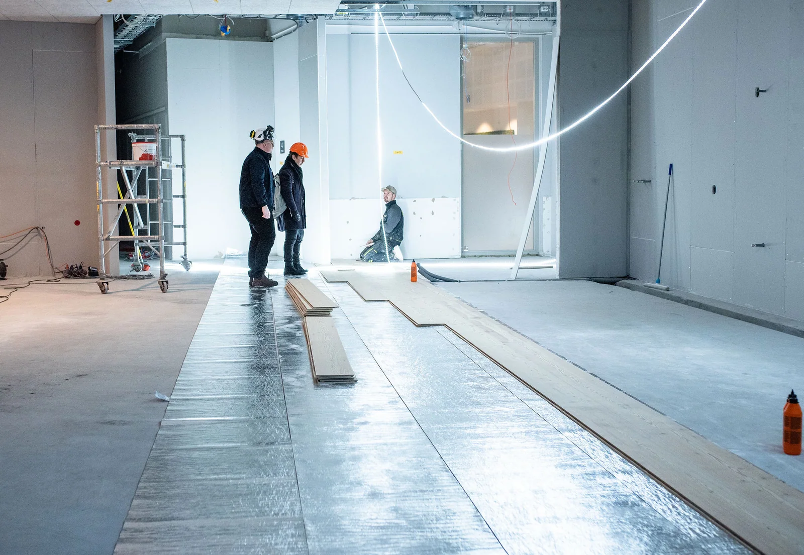 T11 Katarinahuset, byggnadsarbete med materialhantering